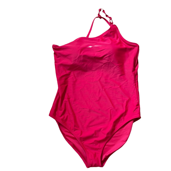 NWT Robert Graham Women Red One Shoulder Ring Strap One PieceSwimsuit